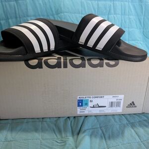 Adidas Adilette Comfort Black & White Slide Sandals